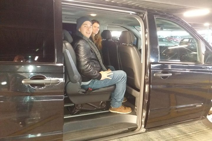 Happy couple onboard of our vehicle.
 